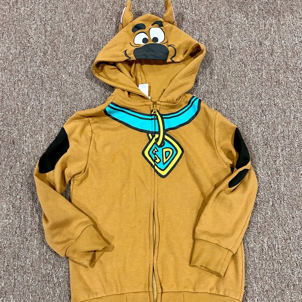 Scooby-Doo Inspired Kids Tan Hooded Zip Sweatshirt